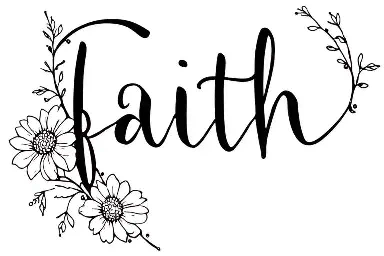 The Word Faith With Flowers