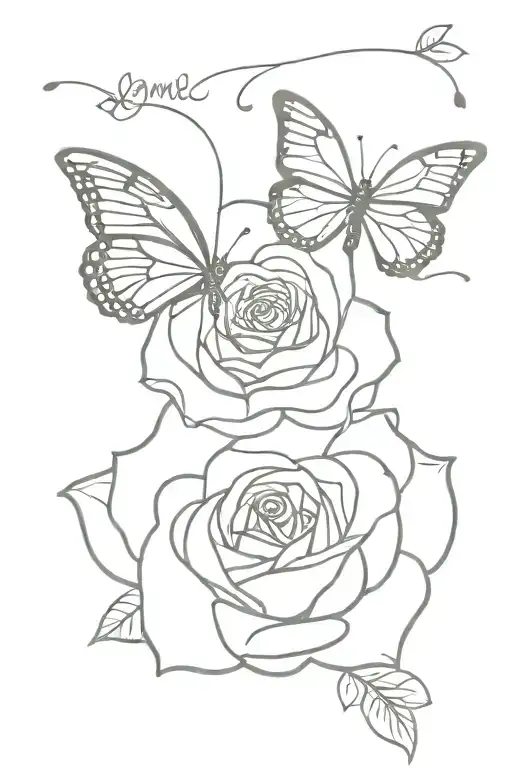 Text And Butterfly With A Rose
