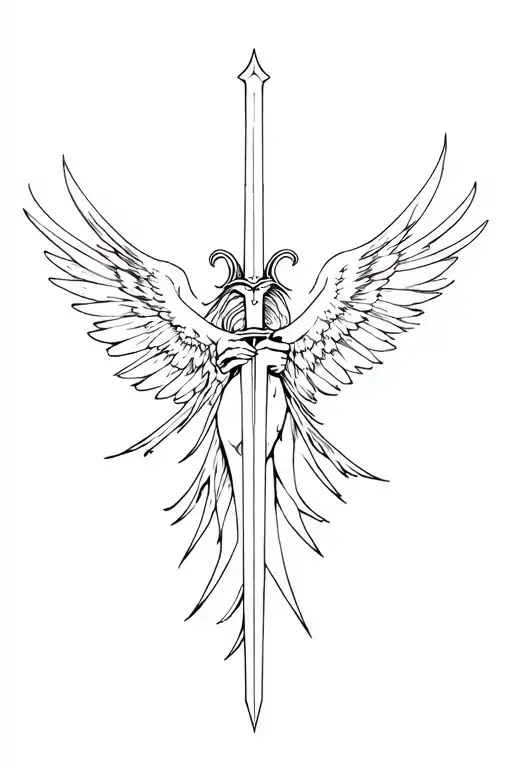 Flying Valkyr Holding A Sword