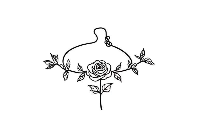 Rose Bracelet With A Stem And 4 Leaves On The Stem