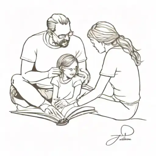 Father And Daughter Having A Conversation Sitting On An Open Book