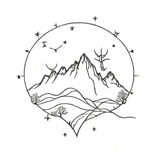 Constellation Scorpio And Hiking Mountain
