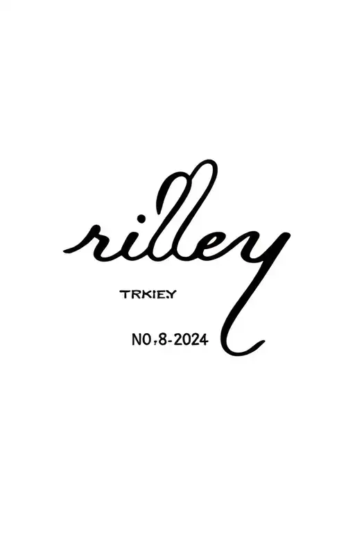 The Name Riley Written In Cool Text Text With The Date Written 10-8-2024 No Background