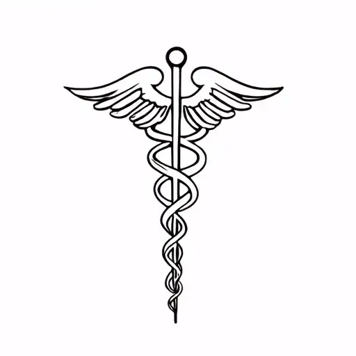 Caduceus Symbol Mixed With Music Notes Intertwined