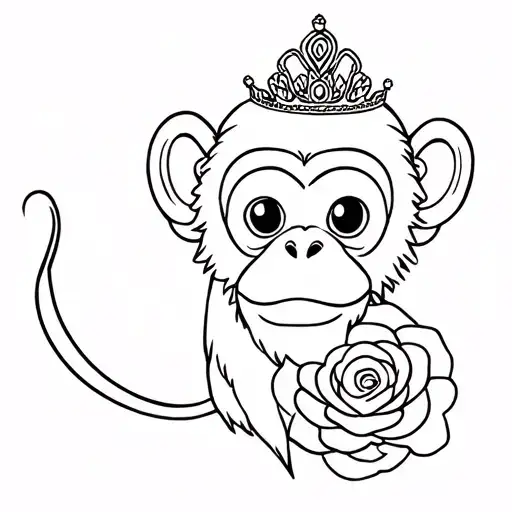 Monkey With A Tiara And Rose