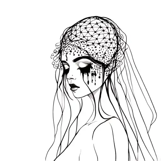 Witchy Women In Veil With Tears