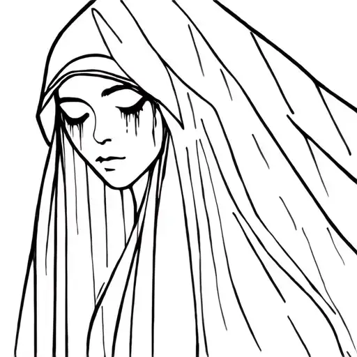 Witchy Women In Veil With Tears Religious Painting Style
