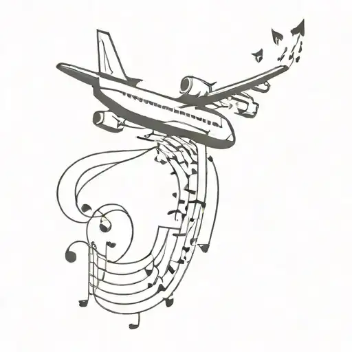 Airplane And Music Notes