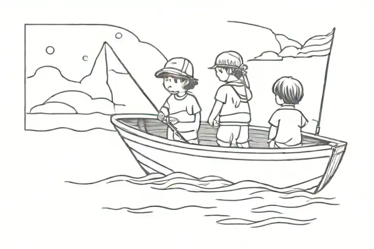 Children In A Boat Sailing