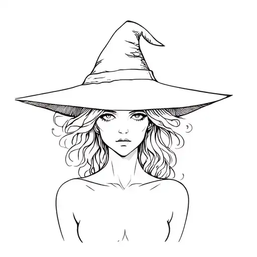 Outline Style Witchy Women Head And Shoulders