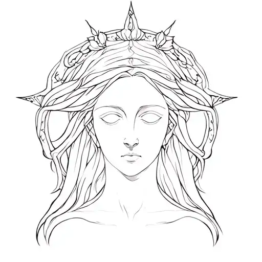 Hecate Goddess Outline Simple