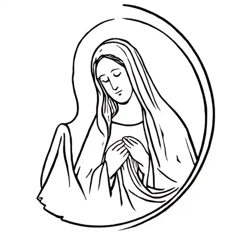 Virgin Mary Mother Simple Outline Style