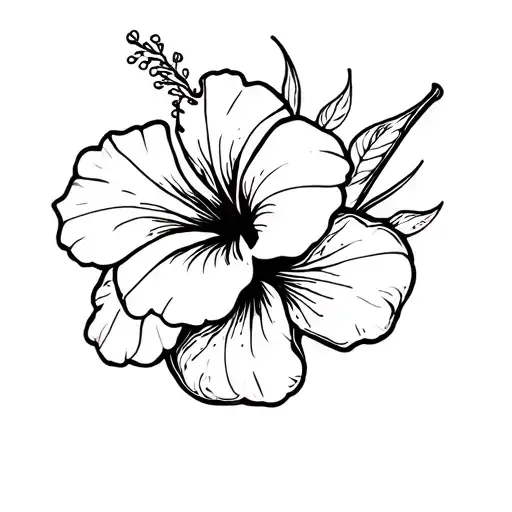 Sea Coconut With A Hibiscus Flower