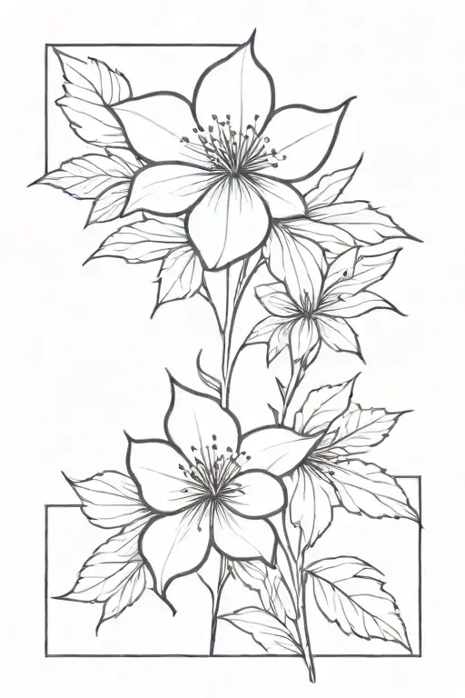 Written Flower Back Tattoo Black And White