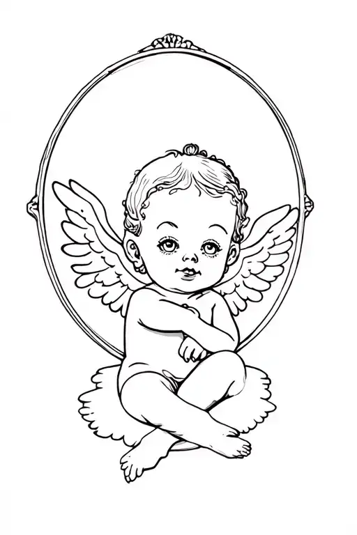 Kewpie Angel In Mirror Reflecting