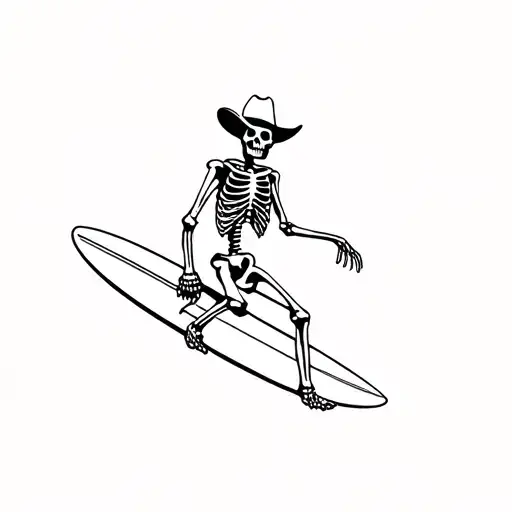 Surfing Skeleton Cowboy