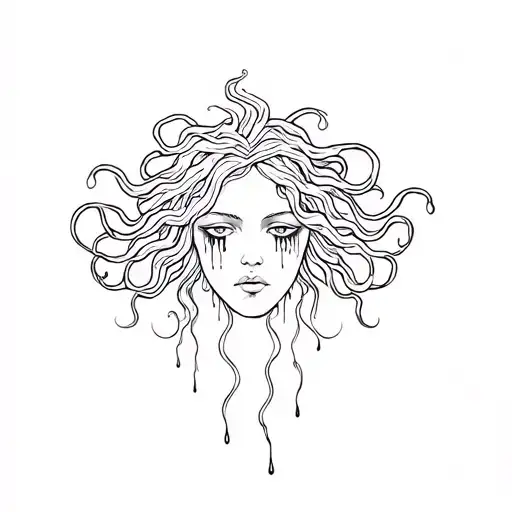 Medusa With Tears Running Down Her Face