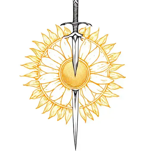 Sword In The Circle Of Sun-sunflower