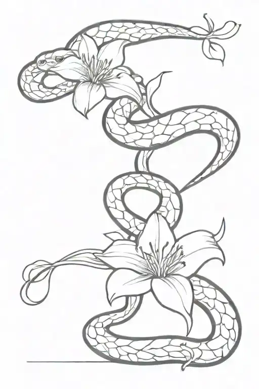 Snake With Lilies
