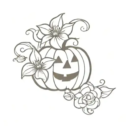 Halloween Pumpkin With Flowers