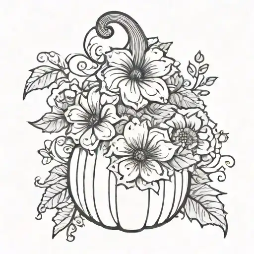 Halloween Pumpkin With Flowers