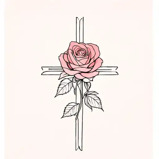 Cross And Rose Intertwined