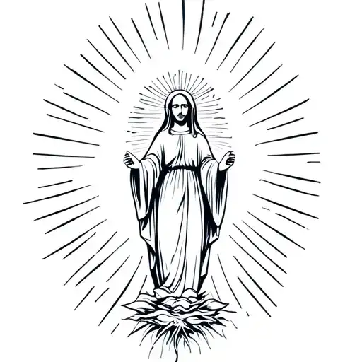 Mother Mary Surrounded By Sun Rays