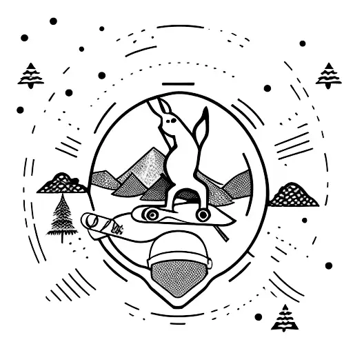 Kangaroo Riding Snowboard Without Background