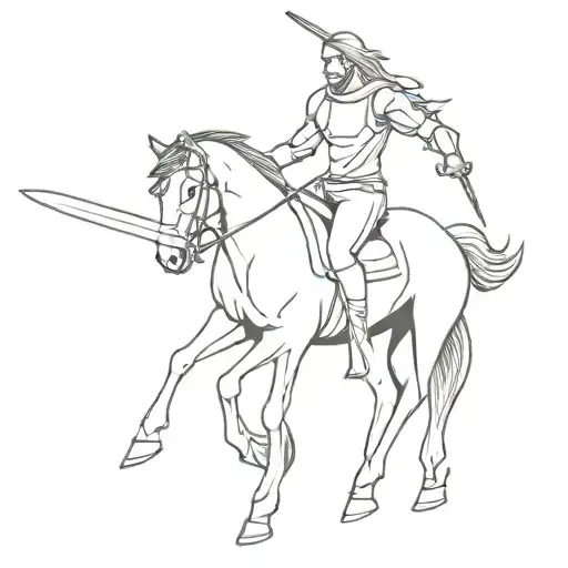 Horse Sword Power Man Holding