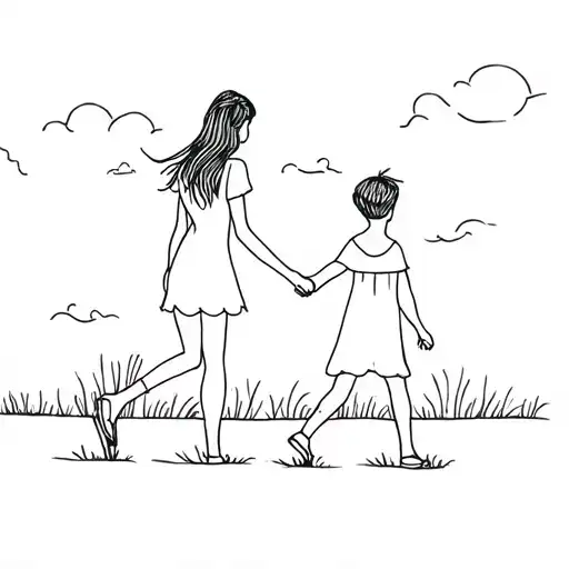 A Mother And Her Son Holding Hands Walking