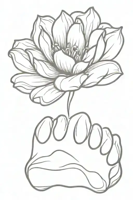 Dog Paw Flower Fine Line