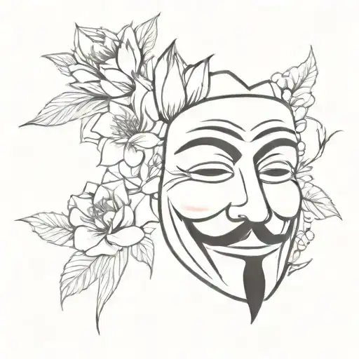 Guy Fawkes Mask And Flowers