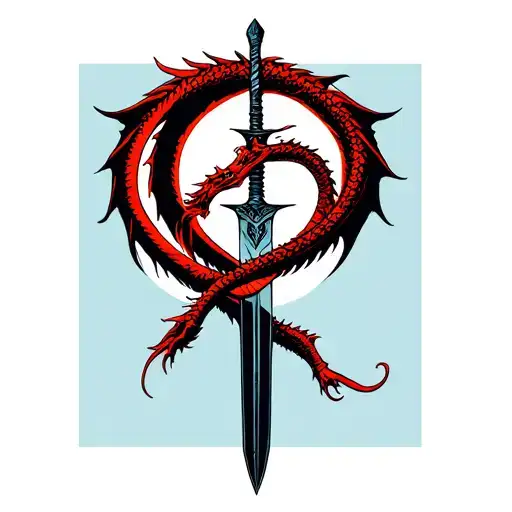 Dragon Wrapped Round A Dagger Intertwined