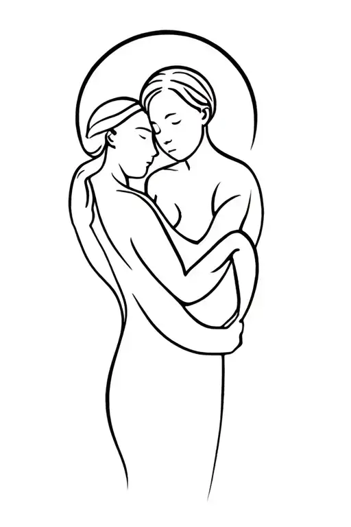 Mother Embracing Son Born