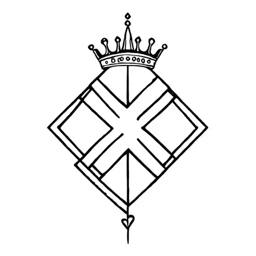 Cross With A Crown Around Its Top And Left Boards