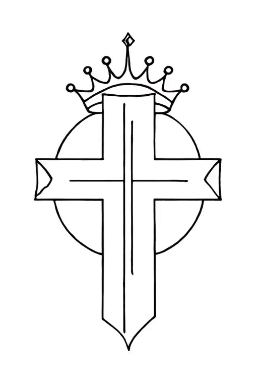 Cross With A Crown Around Its Top And Left Boards