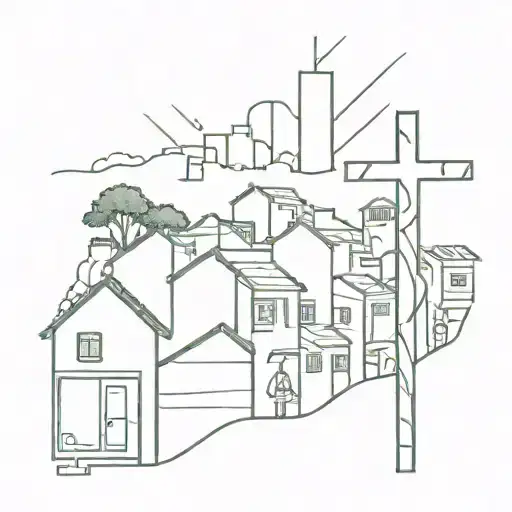 Christian Cross With Brazil Favelas Around It