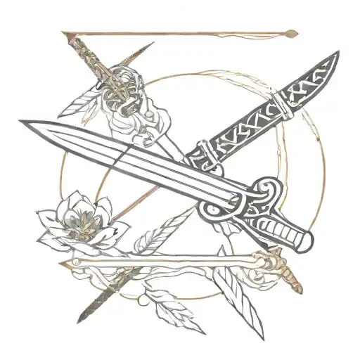 Samurai Sword Tattoo Design Featuring