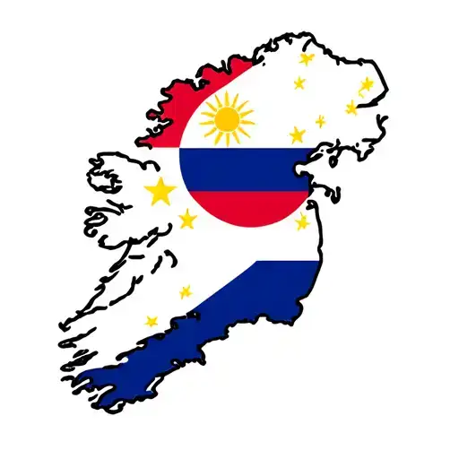Outline Of Ireland With Sunset Using The Sun On The Philippines Flag