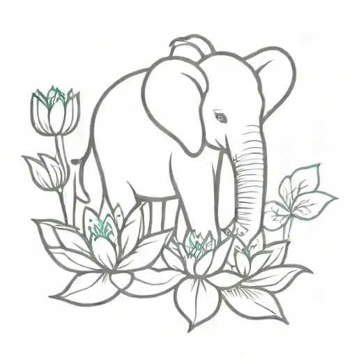 Elephant And Lotus