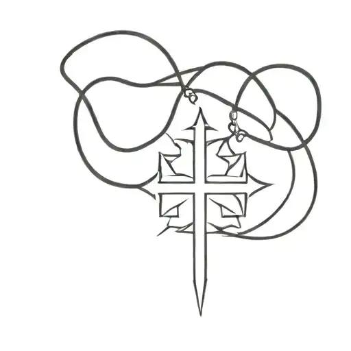 A Thin Chain With A Maltese Cross As A Pendent On The End In Black