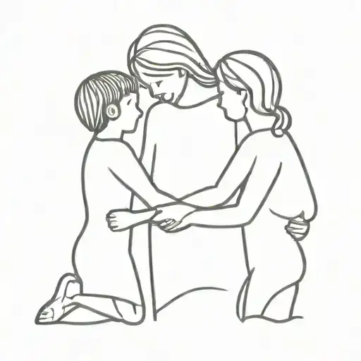 Mother With Son & Daughter Holding Hands