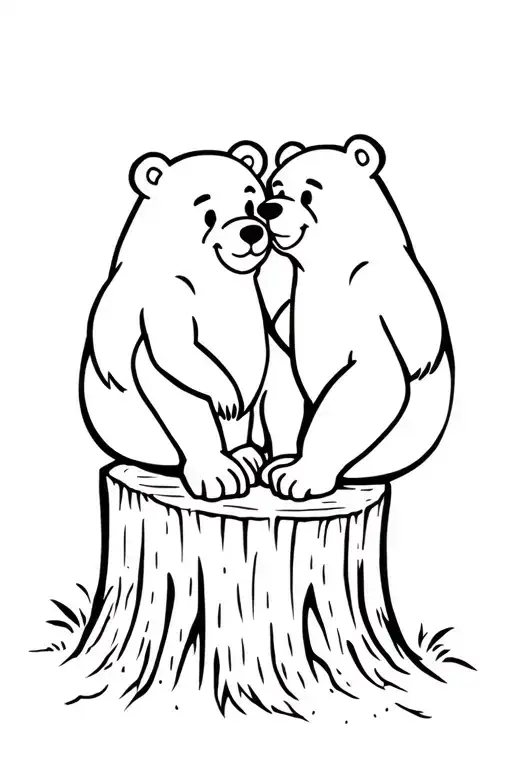 Yogi Bear And Boo-boo Sitting On A Tree Stump