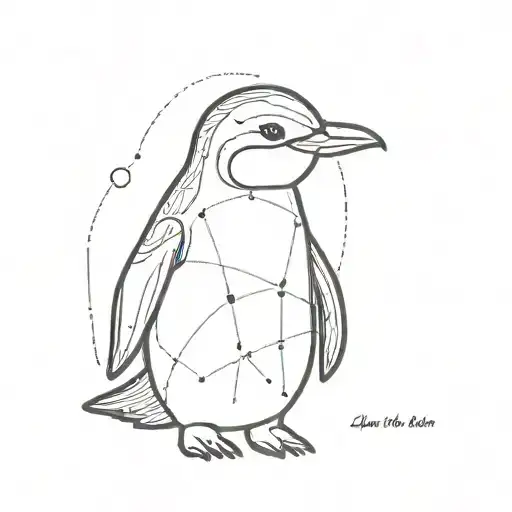 Cute Penguin With Coordinates Integrated And A Fine Line
