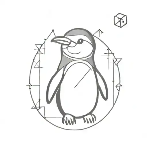 Cute Penguin With Gps Number Coordinates Integrated And Fine Line