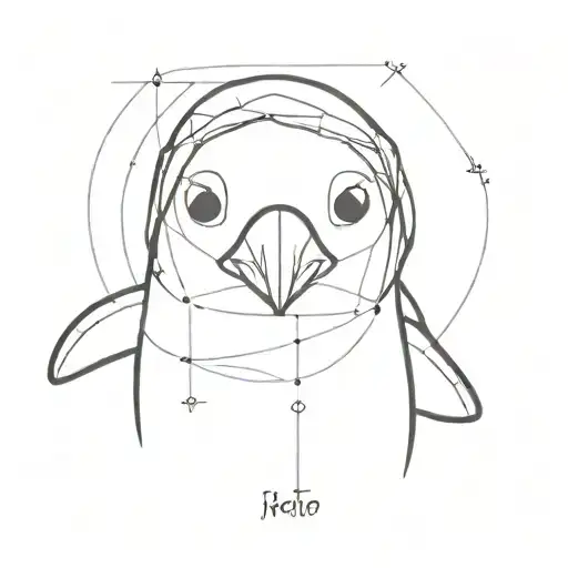 Cute Penguin Fron South Africa With Gps Number Coordinates Integrated And Fine Line