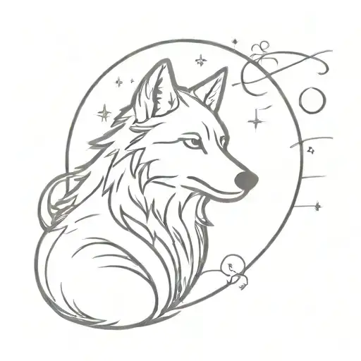 Cute Wolf With Moon