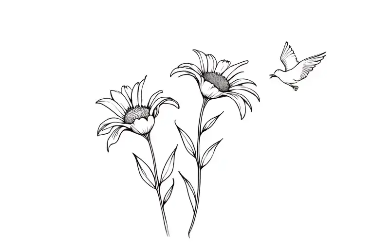 Daisy And Lily With Baby Bird Flying