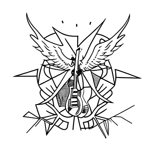 A Minimalist Tattoo Of A Guitar With Lil Peep Lyrics Incorporated Into The Design