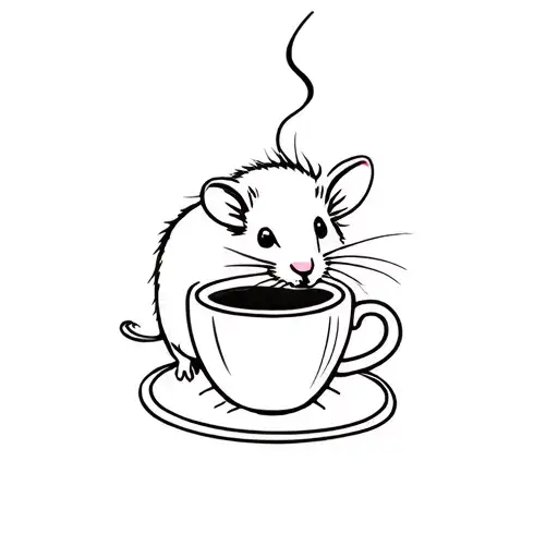 Small Rat With Coffee Mug
